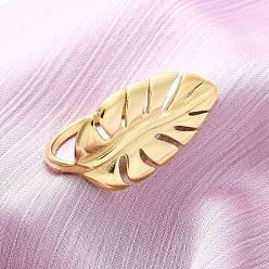 Настоящее золото 18K 304 из нержавеющей стали манжеты кольца, ионное покрытие (ip), лист, реальный 18 k позолоченный, 18 мм, размер США 9 3/4 (19.5 мм)