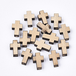 Wheat Natural Wooden Beads, Cross, Wheat, 15x9.5x4.5mm, Hole: 1.8mm