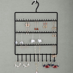 Noir Présentoir à bijoux en fer suspendu, noir, 41x30 cm