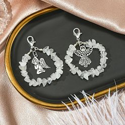 Хрусталь Подвеска с ангельской тематикой из натурального кварцевого кристалла, с застежками-когтями и подвесками из цинкового сплава, 63 мм, 2 шт / комплект