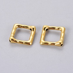Antique Golden Tibetan Style Alloy Bead Frame, Rhombus, Lead Free and Cadmium Free, Antique Golden, 16x16x2mm, Hole: 1mm