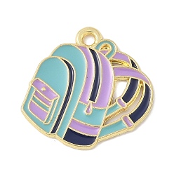 Bag Школьные принадлежности сплав эмаль подвески, золотые, пакет, 19x18.5x1 мм, отверстие : 1.6 мм