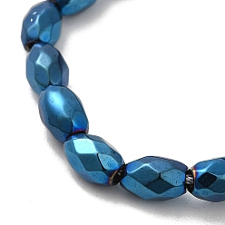 Blue Plated Electroplated Strong Magnetic Synthetic Hematite Beads Strands, Long-Lasting Plated, Faceted Oval, Blue Plated, 7~8x5~5.5mm, Hole: 1.4mm, about 50pcs/strand, 15.35''(39cm)