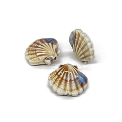Бледно-Золотистый Керамика Цзиндэчжэнь, Фарфоровые бусины ручной работы, для украшения дома и озеленения аквариума, Диетические аксессуары, формы раковины, 5 шт / комплект, бледно золотарник, 31x29x12 мм, отверстие : 2.5 мм