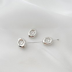 Oval Сплав акриловых бусин, серебряные, овальные, 14x11 мм