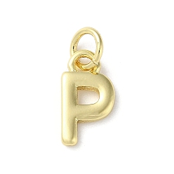 Letter P Acumular colgantes de chapado de latón, sin plomo y cadmio, larga duración plateado, real 18 k chapado en oro, letra p, 11.5x6x1.5 mm, agujero: 3.2 mm