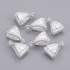 Серебро Поручни из сплава в тибетском стиле, петля под залог, бейлы, треугольные, серебряные, 15.5x10x7 мм, отверстие : 1.5 мм, Около 760 шт / 1000 г, без свинца и без кадмия