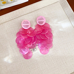 Темно-Розовый Серьги с болтами, плоско-круглые, с булавками стерлингового серебра, темно-розовыми, 105x55 мм