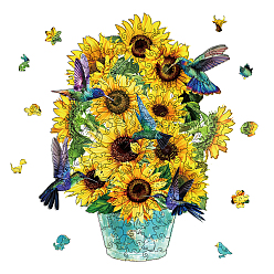 Цветок Наборы игрушек для животных из дерева своими руками для мальчиков и девочек, детские игрушки, подсолнечник, 285x360x4 мм, коробка: 19.8x15.9x5.5см.