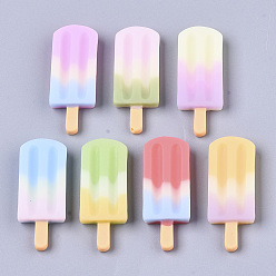 Mixed Color Opaque Resin Decoden Cabochons, Ice Sucker, Imitation Food, Mixed Color, 37~38x15x5~6mm
