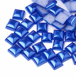 Medium Blue ABS Plastic Imitation Pearl Cabochons, Square, Medium Blue, 6x6x3.5mm, about 5000pcs/bag