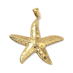 Морская звезда Подвески из нержавеющей стали 304, реальный 18 k позолоченный, ионное покрытие (ip), долговечный, очарование морской звезды, 39x40.5x4 мм, отверстие : 3x6 мм