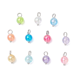 Платина Прозрачные акриловые подвески, круглые подвески, платина, 11x6 мм, отверстие : 3 мм