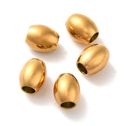 Золотой Ионное покрытие (ip) 304 шарики из нержавеющей стали, баррель, золотые, 6x5 мм, отверстие : 2.4 мм