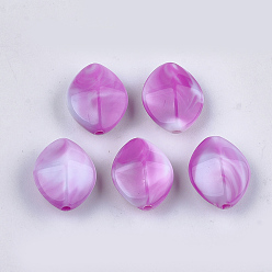 Orchid Acrylic Beads, Imitation Gemstone Style, Two Tone, Horse Eye, Orchid, 16x13x7.5mm, Hole: 1.6mm, about 745pcs/500g