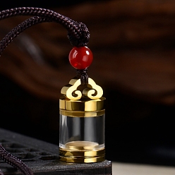 Золотой Подвеска в виде облака из нержавеющей стали со стеклянной колонной, ожерелья из урны и праха, золотые, 25.98 дюйм (66 см), подвеска: 22x12 мм.