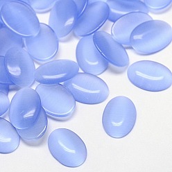 Васильковый Кабошоны кошачьего глаза, овальные, васильковый, 14x10x2.5 мм