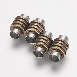 Античная Бронза 304 магнитные застежки из нержавеющей стали с клеевыми концами, колонка, античная бронза, 16x10 мм, отверстие : 6 мм