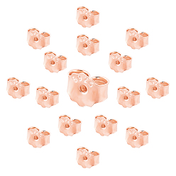 Rose Gold 8Pairs Sterling Silver Ear Nuts, Earring Backs, Rose Gold, 4x5x2.5mm, Hole: 0.8mm, 8pairs