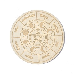 Lune Tapis de tasse sculptés en bois, tapis de pot résistants à la chaleur, planche de pendule thème tarot, pour la cuisine à domicile, plat rond, modèle de phase de lune, 100x3mm