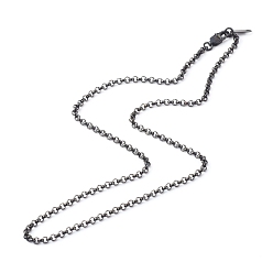 Gunmetal 304 Stainless Steel Rolo Chain Necklaces, Gunmetal, 18.11 inch(460mm)