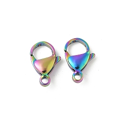 Rainbow Color 304 нержавеющая сталь застежка когтя омара, ионное покрытие (ip), Радуга цветов, 13x8x3.5 мм, отверстие : 1.6 мм