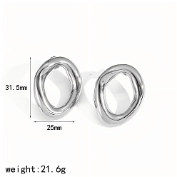 Нержавеющая Сталь Цвет 304 из нержавеющей стали серьги, овальные, цвет нержавеющей стали, 31.5x25 мм