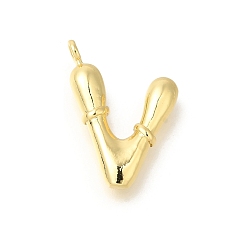Letter V Стойки обшивки латунные подвески, без кадмия и без свинца, подвески с буквой az~z, Буква V, 23x17x4.5 мм, отверстие, 2 мм