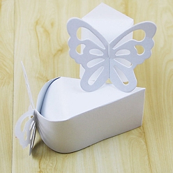 White Folding Cardboard Candy Boxes, Wedding Gift Wrapping Box, Triangle with Butterfly, White, 9x7.5x5cm