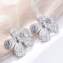 Нержавеющая Сталь Цвет 304 серьги-гвоздики из нержавеющей стали для женщин, цветок, цвет нержавеющей стали, 31x34 мм