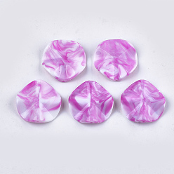 Orchidee Acryl-Perlen, Nachahmung Edelstein-Stil, Ton zwei, Flachrund, Orchidee, 33.5x33x7 mm, Bohrung: 1.6 mm, ca. 123 Stk. / 500 g