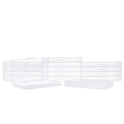 White Transparent Polypropylene(PP) Bead Containers, with Hinged Lids, Flip Cover, Rectangle, White, 8x15x1.8cm, Inner Size: 7.7x14.7cm