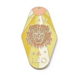 Лео Большие подвески из сплава эмали с изображением двенадцати созвездий, золотые, Лев, 63x35x1 мм, отверстие : 1.6 мм