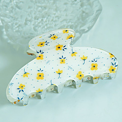 Желтая Старая Ткань  Акриловые заколки с большими когтями для волос с цветочным узором, для девушек с густыми волосами, старое кружево, 89 мм