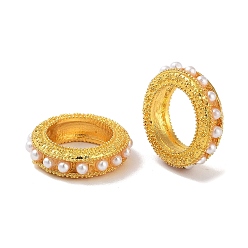 Матовый Золотой Цвет Сплавочные бусины, с абс, бусины с большим отверстием, рондель, матовый золотой цвет, 16x5 мм, отверстие : 10 мм