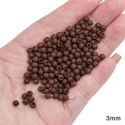 Круглые 5шт. фарфоровые бусины ручной работы, кокосового коричневый, круглые, 3 мм