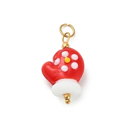 Другие Рождество ручной работы Lampwork подвески, с 304 нержавеющей стали, перчатки, 28x15.5x11 мм, отверстие : 4.5 мм