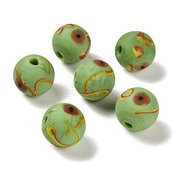 Желто-Зеленый Бусины ручной работы матового бисера, круглые, желто-зеленый, 11.5~12.5 мм, отверстие : 2~2.5 мм