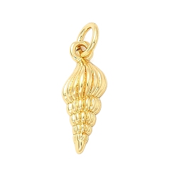 Другие Латунные подвески, с целью перехода в кольце, стойки покрытие, долговечный, без свинца и без кадмия, реальный 18 k позолоченный, форма раковины, 16x6.5x4 мм, отверстие : 3.5 мм