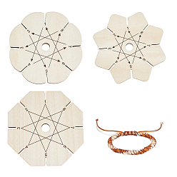 Mixed Shapes 3 шт. 3 стили дерево 7 подставки для браслетов дружбы, papayawhip, разнообразные, 9~9.6x0.5 см, отверстие : 10 мм, 1 шт / стиль