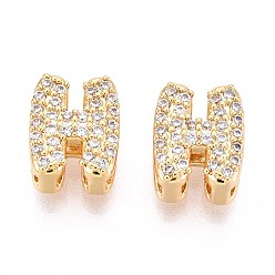 Letter H Латунные микропаве из прозрачного кубического циркония, буквы, без никеля , Письмо ч, 9.5x7.5x5 мм, отверстие : 3 мм