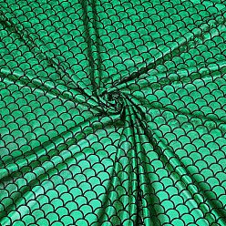 Green Sparkly Hologram Spandex Mermaid Printed Fish Scale Fabric, Stretch Fabric, Green, 100x150cm