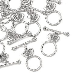 Platinum SHEGRACE Crown Brass Toggle Clasps, Lead Free & Cadmium Free & Nickel Free, Platinum, Crown: 23x15x5mm; Bar: 244.5x4mm