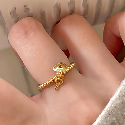 Золотой Латунные манжеты открытые кольца для женщин, сердечный замок с ключом, золотые, внутренний диаметр: регулируемый