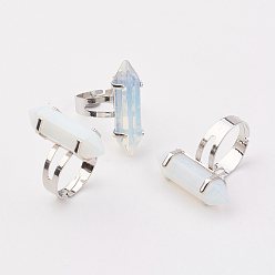 Опал Opalite палец кольца, с обнаружением железного кольца, платина, пуля, Размер 8, 18 мм