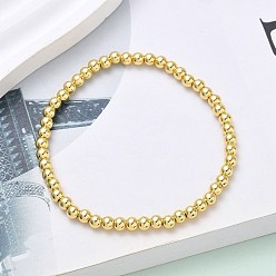 Настоящее золото 18K Латунные круглые бусины эластичные браслеты для мужчин и женщин, стойки покрытие, долговечный, без свинца и без кадмия, реальный 18 k позолоченный, 1/8 дюйм (0.4 см), внутренний диаметр: 2-1/8 дюйм (5.3 см)