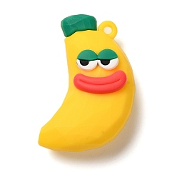 Банан Пластиковые подвески из пвх, фрукты, банан, 44x29x16 мм, отверстие : 2 мм