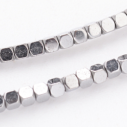 с Платиновым Покрытием Граненый куб гальванических немагнитные нити шарик синтетический гематит, с покрытием платиным, 1.5x1.5x1.5 мм, отверстие : 1 мм, около 268 шт / нитка, 15.94 дюйм