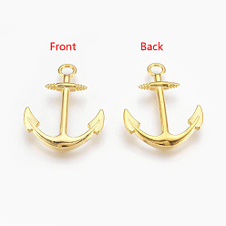Золотой Подвески из сплава , без кадмия и без свинца, якорь, золотые, 32x24.5x2 мм, отверстие : 3 мм