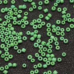 Lime Green 12/0 Glass Seed Beads, Grade A, Round, Opaque Colours, Lime Green, 1.8~2.0mm, Hole: 0.8mm, about 28000pcs/pound